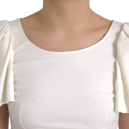 White Viscose Round Neck Short Sleeves Top