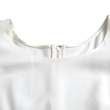 White Viscose Round Neck Short Sleeves Top