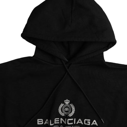 Black Cotton Logo Hooded Pullover Sweatshirt Sweater