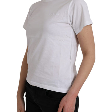 White Cotton Crew Neck Short Sleeves T-shirt