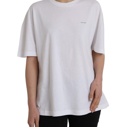 White Cotton Crew Neck Short Sleeves T-shirt