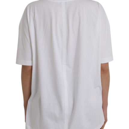 White Cotton Crew Neck Short Sleeves T-shirt