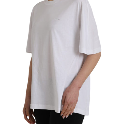 White Cotton Crew Neck Short Sleeves T-shirt