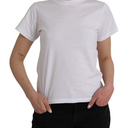 White Cotton Crew Neck Short Sleeves T-shirt