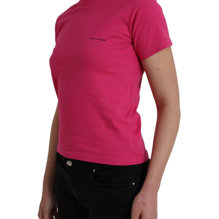 Pink Cotton Crew Neck Short Sleeves Tee Top T-shirt