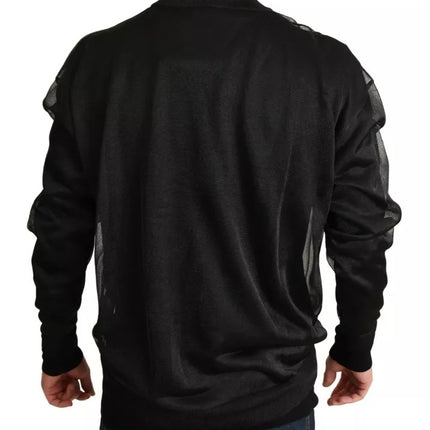 Black Logo Crewneck Long Sleeve Pullover Sweater