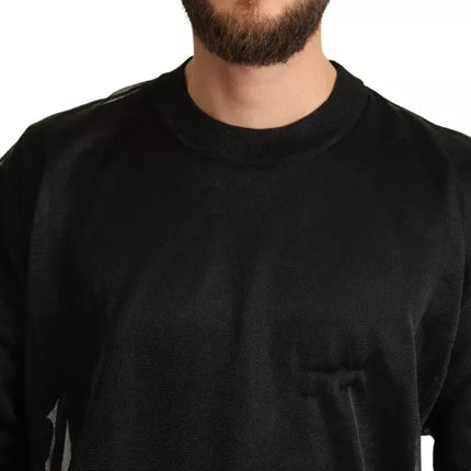 Black Logo Crewneck Long Sleeve Pullover Sweater