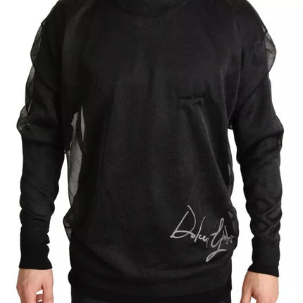 Black Logo Crewneck Long Sleeve Pullover Sweater