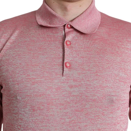 Pink Polyester Collared Men Pullover Sweater