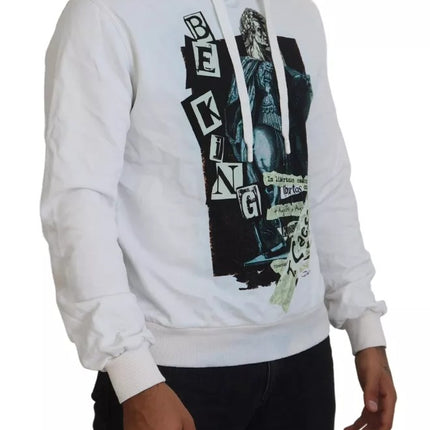 White Caesar Cotton Hooded Sweatshirt Sweater