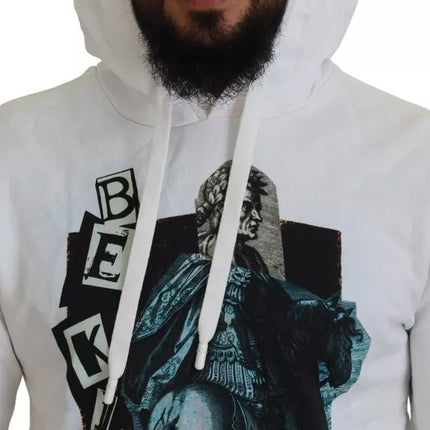 White Caesar Cotton Hooded Sweatshirt Sweater