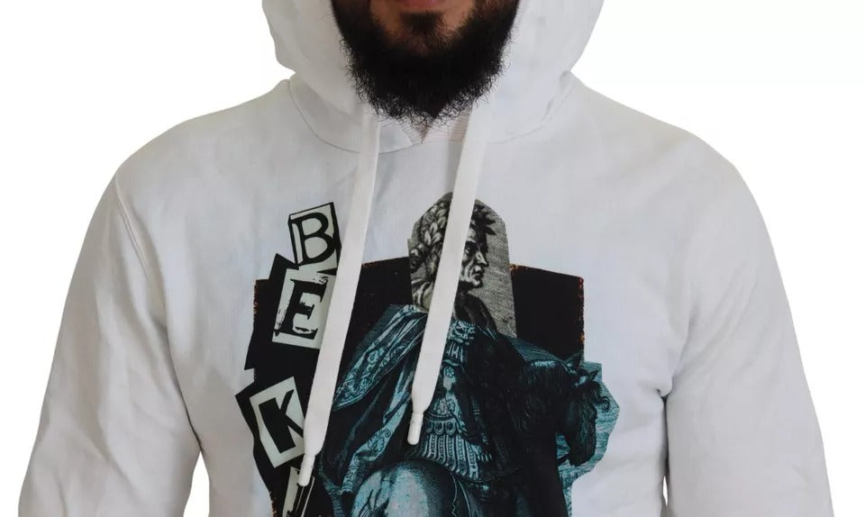 White Caesar Cotton Hooded Sweatshirt Sweater