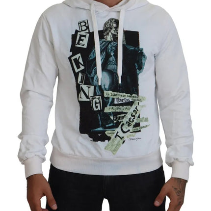 White Caesar Cotton Hooded Sweatshirt Sweater