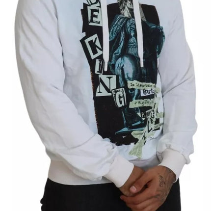 White Caesar Cotton Hooded Sweatshirt Sweater