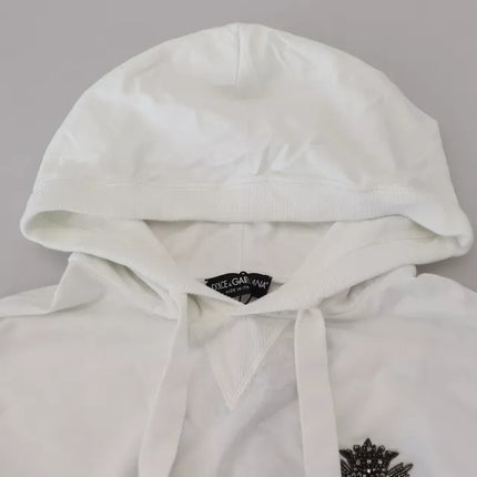 White Cotton Hooded Sweatshirt Sweater