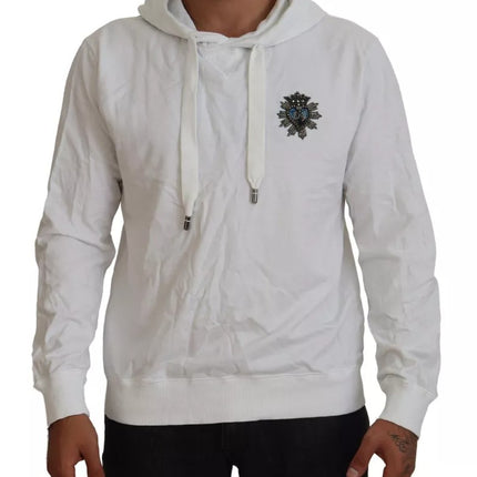 White Cotton Hooded Sweatshirt Logo Sweater