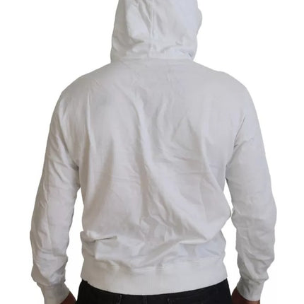 White Cotton Hooded Sweatshirt Logo Sweater