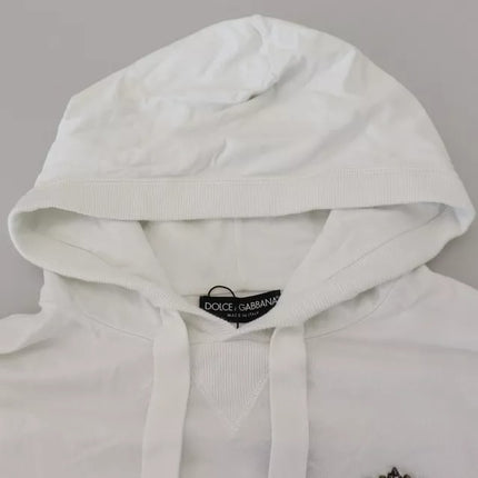 White Cotton Hooded Sweatshirt Logo Sweater