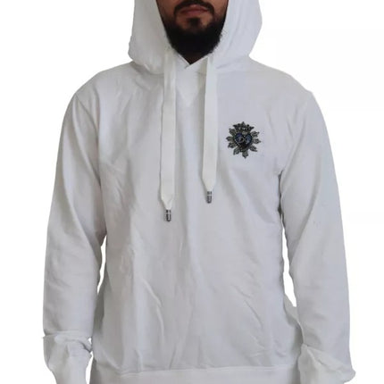 White Cotton Hooded Sweatshirt Logo Sweater