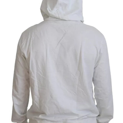 White Cotton Hooded Sweatshirt Logo Sweater