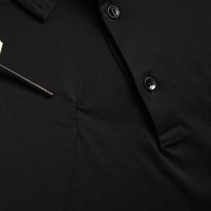 Black Logo Cotton Collared Polo Top T-shirt