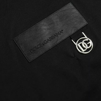 Black Logo Patch Cotton Crew Neck T-shirt