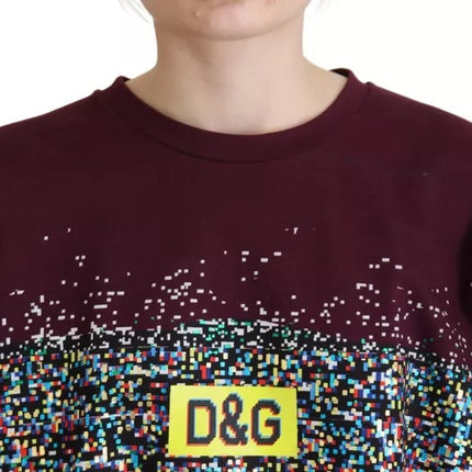 Bordeaux D&G Print Round Neck Cotton T-shirt