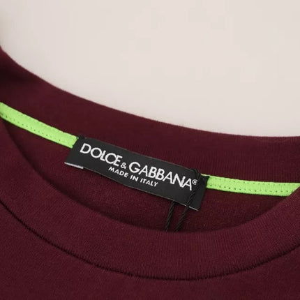 Bordeaux D&G Print Round Neck Cotton T-shirt