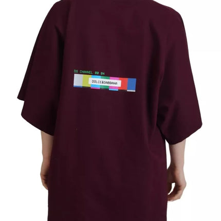 Bordeaux D&G Print Round Neck Cotton T-shirt