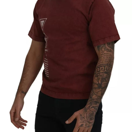 Maroon Printed Crewneck Tee Cotton T-shirt