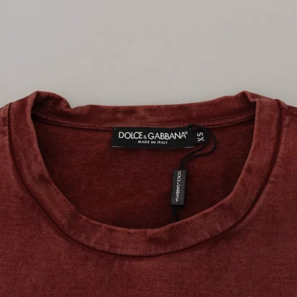 Maroon Printed Crewneck Tee Cotton T-shirt