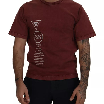 Maroon Printed Crewneck Tee Cotton T-shirt