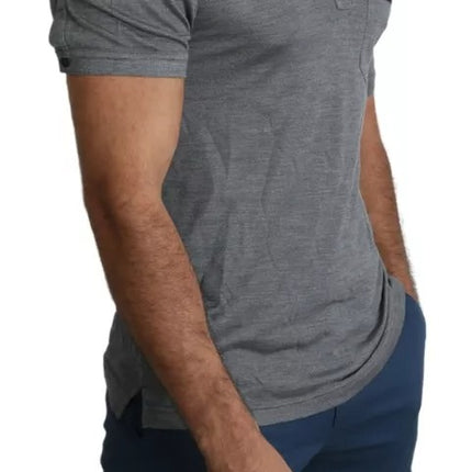 Gray Collared Silk Polo Top Shirt T-shirt