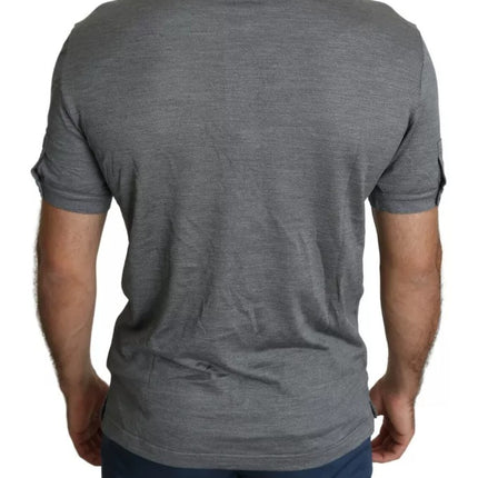 Gray Collared Silk Polo Top Shirt T-shirt