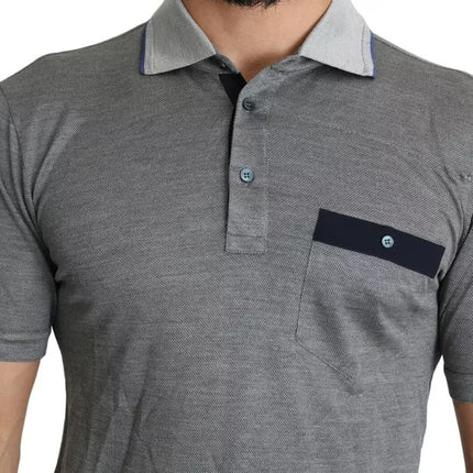 Gray Collared Silk Polo Top Shirt T-shirt