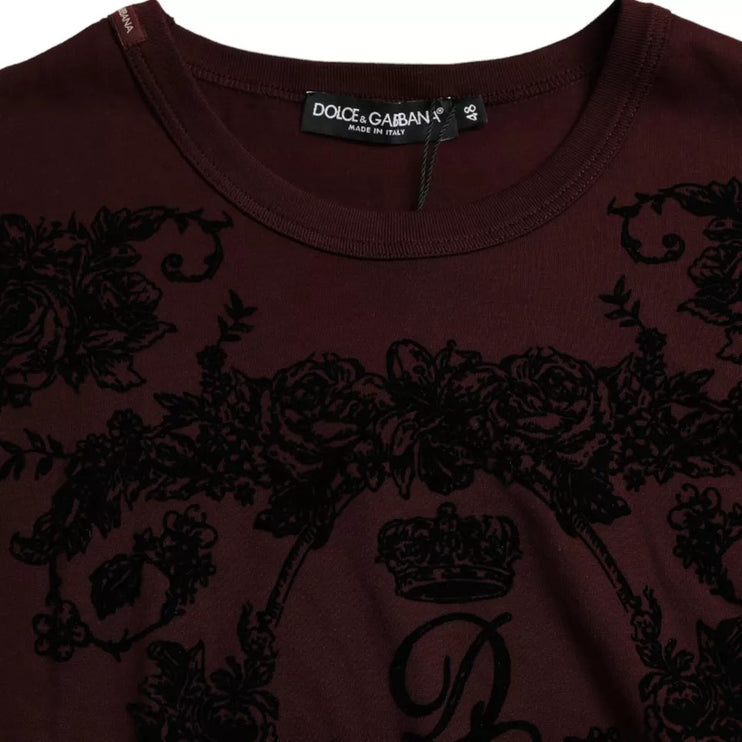 Maroon DG Crown Floral Crewneck Men T-shirt