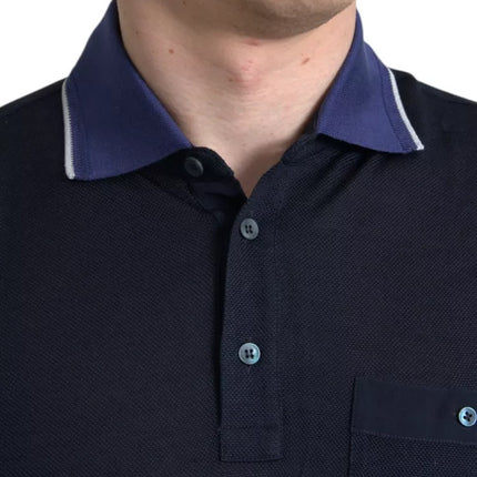 Navy Blue Collared Short Sleeve Polo T-shirt