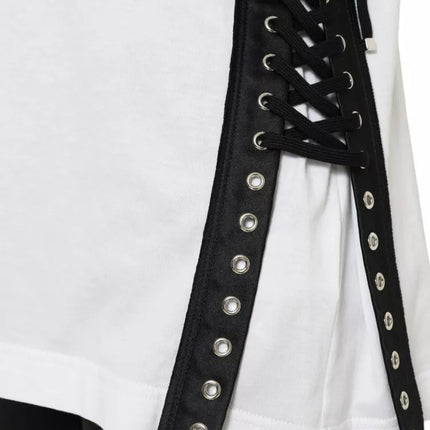 White 2000 Fashion Moment Lacing Detailed Tee T-shirt