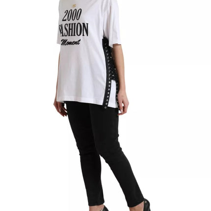 White 2000 Fashion Moment Lacing Detailed Tee T-shirt