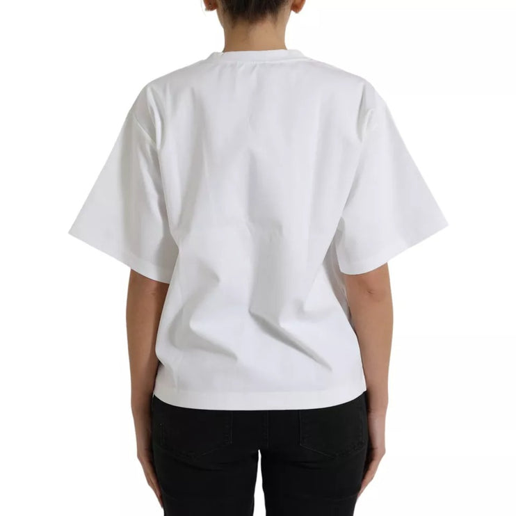 White Bellissima Cotton Crew Neck T-shirt