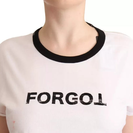 White Forgot Print Short Sleeves Crop T-shirt