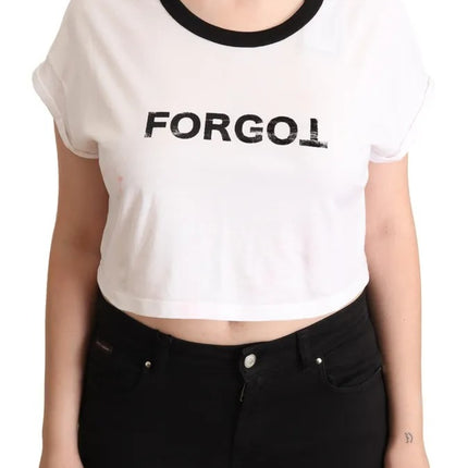 White Forgot Print Short Sleeves Crop T-shirt