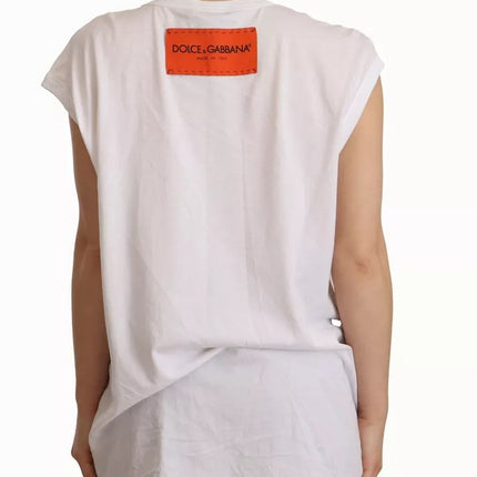 White L'AMORE Cotton Sleeveless Tank Top T-shirt