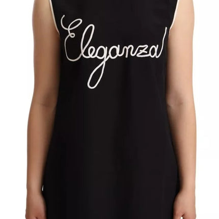 Black Silk Eleganza Print Sleeveless Tank Top