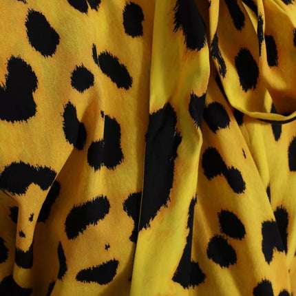 Yellow Leopard Print Long Sleeves Top Blouse