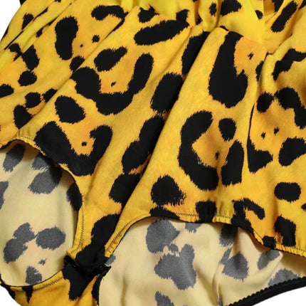 Yellow Leopard Print Long Sleeves Top Blouse