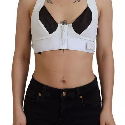 White Viscose Sleeveless Cropped Bustier Top