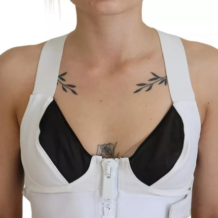 White Viscose Sleeveless Cropped Bustier Top