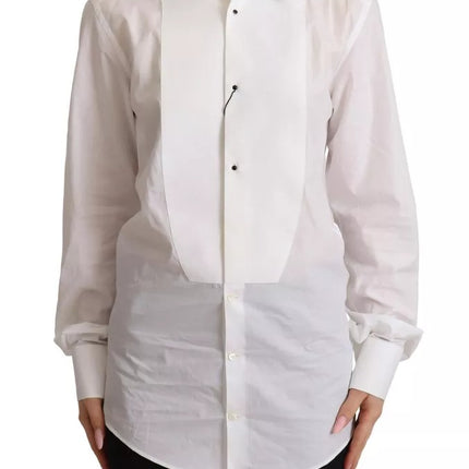 White Cotton Dress Collared Long Sleeves Shirt Top