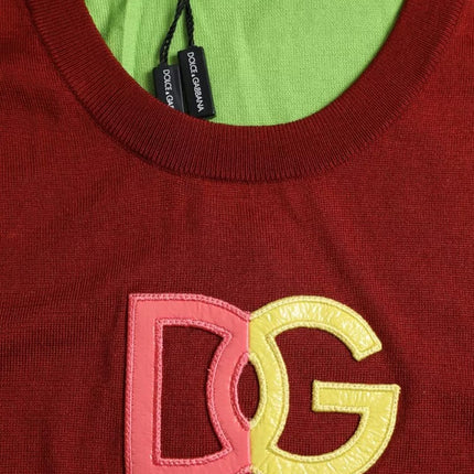 Red Green Silk DG Logo Sleeveless Tank Top